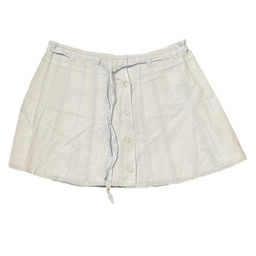 Free People Button Up Skirt Size 4 Light Blue 100% Cotton Womens Lined 29X13.5